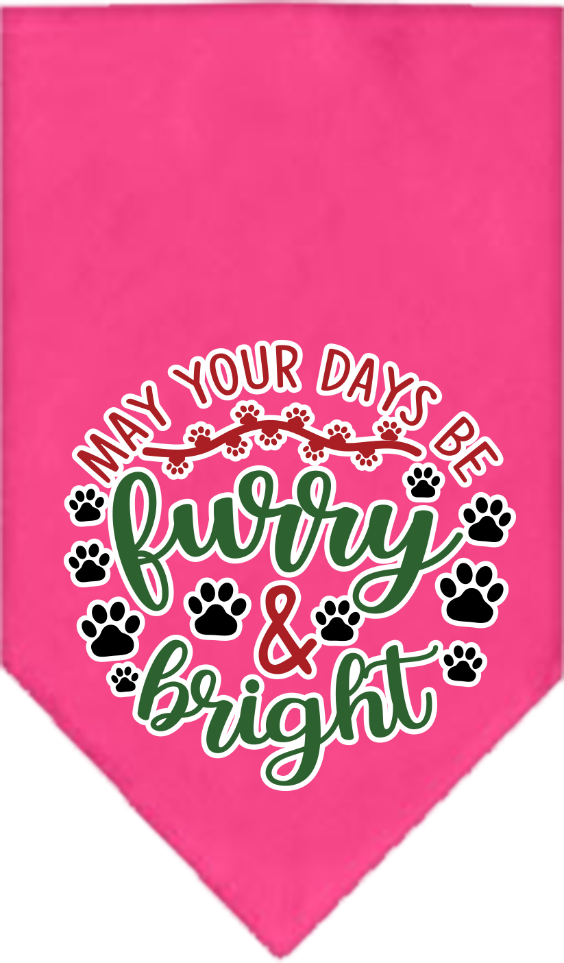 Furry and Bright Screen Print Bandana Bright Pink Size Large